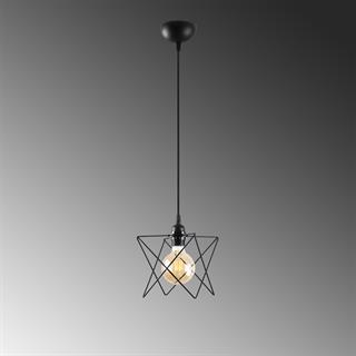 Bakkas Tekli Tel Sarkıt Avize Siyah, Modern Dekoratif Metal Lamba BAKKAS-NUS-6616