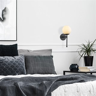 Modern Siyah Aplik,Beyaz Glop Cam E27 Duy Salon Yatak Başı Antre Hol Duvar Lambası,MUDONI-MR-953-1