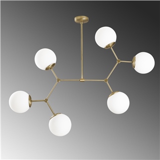 Camlı 6Lı Avize Parlak Gold Damar-6327