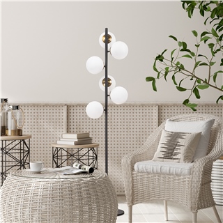 Camlı 6Lı Lambader Pütürlü Siyah Fazlı-10520