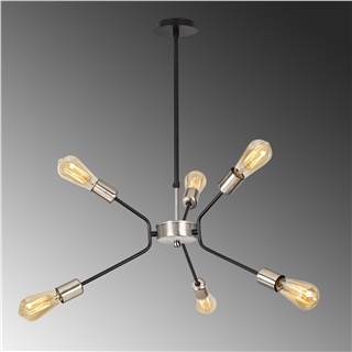 Rustik 6Lı Avize Pütürlü Siyah Ve-3841