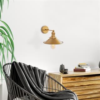 Conical Metal Sıvama Tekli Aplik Parlak Gold, Endüstriyel Dekoratif Duvar Lambası CONICAL-12196