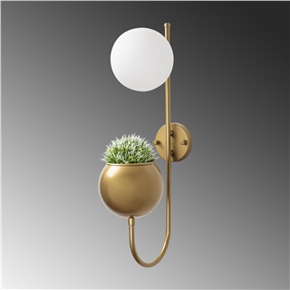Camlı Tekli Aplik Parlak Gold Pot-11485