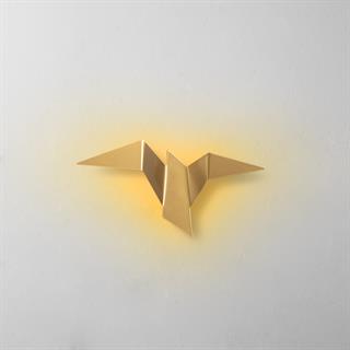 Kuş Figür Modern Ledli Aplik Parlak Gold, Ambiyans Tekli Duvar Led Aydınlatma 3000K Sarı Işık