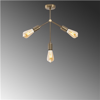 Rustik 3Lü Avize Parlak Gold Sparrow-Nua-1246