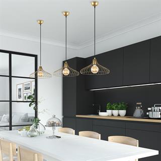 Depay Tekli Tel Sarkıt Avize Parlak Gold, Modern Dekoratif Metal Lamba DEPAY-11251