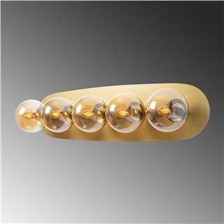 Camlı 5Li Aplik Parlak Gold Well-11726