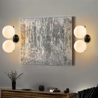 Luminar Modern 2Li Glop Cam Aplik Siyah, Dekoratif Duvar Aydınlatma LUMINAR-14150