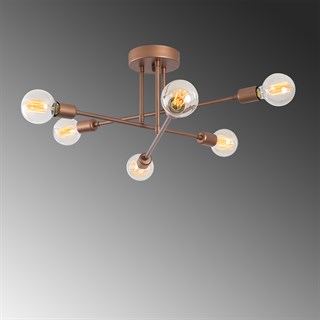 Salon Avizesi 6lı Modern Dekoratif Bakır Tavan Aydınlatması, FLOWER-173