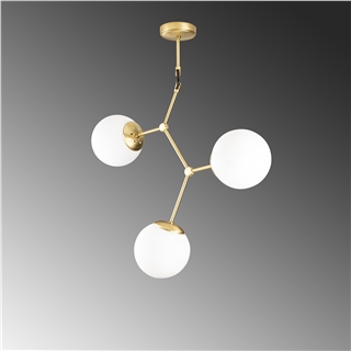 Camlı 3Lü Avize Parlak Gold Damar-6317