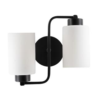Balcova Modern İkili Cam Aplik Pütürlü Siyah, Dekoratif Duvar Lambası BALCOVA-N-345