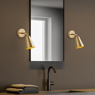 Evander Hareketli Başlık Tekli Aplik Parlak Gold, Modern Metal Sıvama Dekoratif Lamba EVANDER-13190