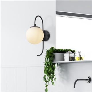 Modern Siyah Aplik Beyaz Cam Küre E14Duy,Dekoratif Yatak Başı Salon Antre Duvar Lambası,JEWEL-10555