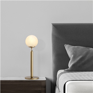 Eskitme Beyaz Camlı Metal Masa Lambası Küre Glop Başlık E14 Duy Modern Salon Abajur,KING-11463