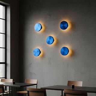 Aura Ledli Metal Sıvama Tekli Duvar Aplik Çap 15 cm,Metalik Mavi,Ambiyans Aydınlatma AURA-15520-M
