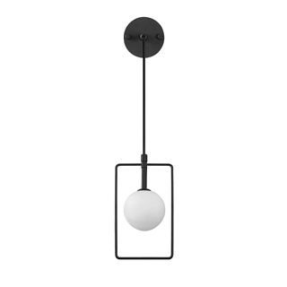 Camlı Tekli Aplik Pütürlü Siyah Geometrı-11110