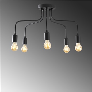 Rustik 5Li Plafönyer Pütürlü Siyah Candelabra-Nua-1182