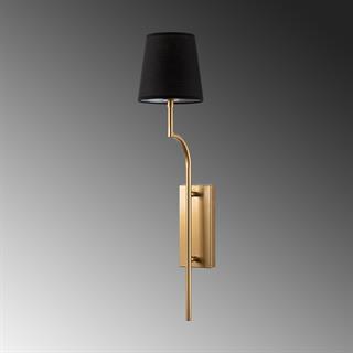 Lumora Modern Konik Kumaş Abajur Aplik Siyah Gold Gövde, Lüks Duvar Lambası LUMORA-15331