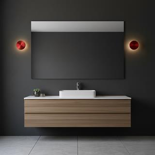 Aura Ledli Metal Sıvama Tekli Duvar Aplik Çap 15 cm,Metalik Kırmızı,Ambiyans Aydınlatma AURA-15520-M