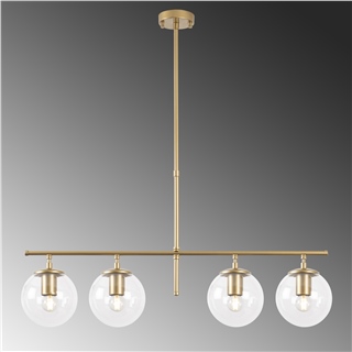 Camlı 4Lü Avize Parlak Gold Roe-10785