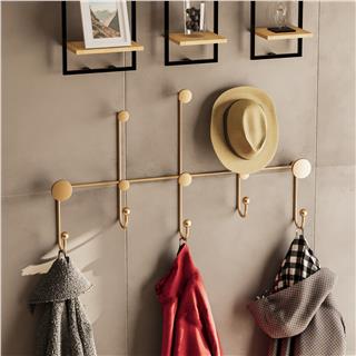 Altın Gold,Dekoratif Metal Duvar Askısı Modern Tasarım Antre Banyo Hol Portmanto Askılığı,AMT-002-A