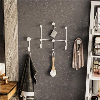 Dekoratif Mat Beyaz Metal Duvar Askısı Modern Tasarım Antre Banyo Hol Portmanto Askılığı,AMT-002-B