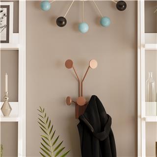 Mat Bakır Metal Duvar Askısı Dekoratif Modern Tasarım Antre Banyo Hol Portmanto Askılığı,AMT-006-C