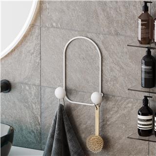 Dekoratif Mat Beyaz Metal Duvar Askısı Modern Tasarım Antre Banyo Hol Portmanto Askılığı,AMT-009-B