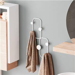 Dekoratif Mat Beyaz Metal Duvar Askısı Modern Tasarım Antre Banyo Hol Portmanto Askılığı,AMT-010-B