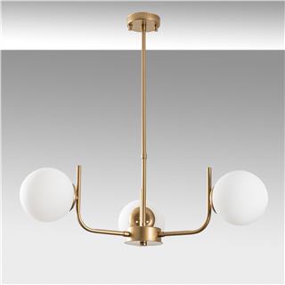 Camlı 3Lü Avize Parlak Gold Antler-13772