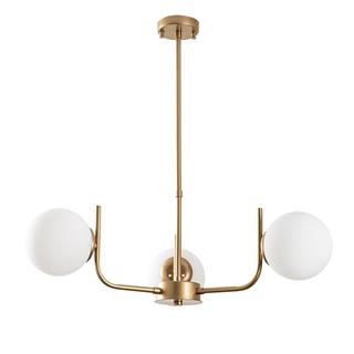 Camlı 3Lü Avize Parlak Gold Antler-13772