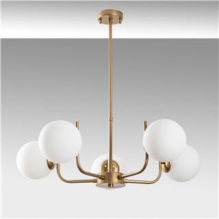 Camlı 5Li Avize Parlak Gold Antler-13773