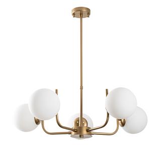 Camlı 5Li Avize Parlak Gold Antler-13773