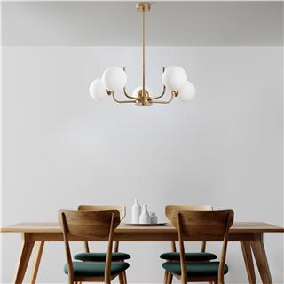 Camlı 5Li Avize Parlak Gold Antler-13773