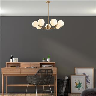 Camlı 7Li Avize Parlak Gold Antler-13774