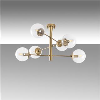 Camlı 6Lı Avize Parlak Gold Arge-10174