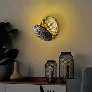 Yosma Modern Ledli Aplik Siyah Gold, Ambiyans Led Duvar Aydınlatma 3000K Sarı Işık YOSMA-13644