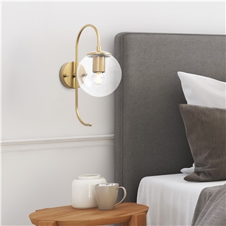 Modern Gold Aplik Şeffaf Cam Küre E14Duy,Dekoratif Yatak Başı Salon Antre Duvar Lambası,JEWEL-10560