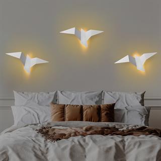 Kuş Figür Modern Büyük Boy Ledli Aplik Beyaz, Duvar Led Aydınlatma Sarı Işık 3000K PACALI-13502-L