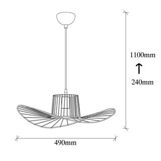 Fötr Şapka Model Tekli Tel Sarkıt Avize Siyah, Dekoratif Metal Lamba FOTRTEL-L-6721