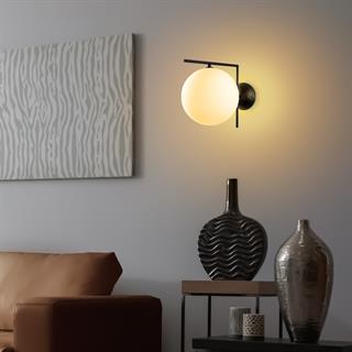 Luminar Modern Tekli Glop Cam Aplik Siyah, Dekoratif Duvar Aydınlatma LUMINAR-14155