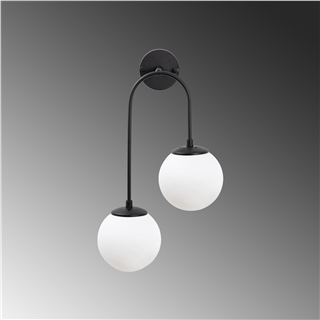 Camlı 2Li Aplik Pütürlü Siyah Jewel-10575