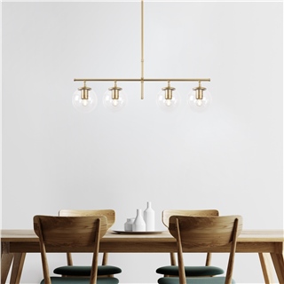 Camlı 4Lü Avize Parlak Gold Roe-10785