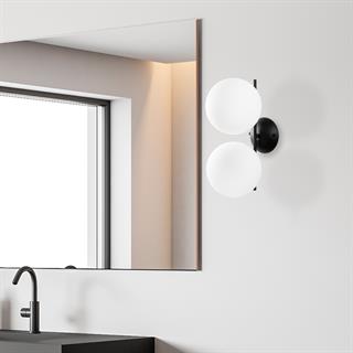 Luminar Modern 2Li Glop Cam Aplik Siyah, Dekoratif Duvar Aydınlatma LUMINAR-14150
