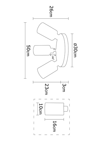 Camlı 3Lü Plafönyer Mat Gri Balcova-N-342