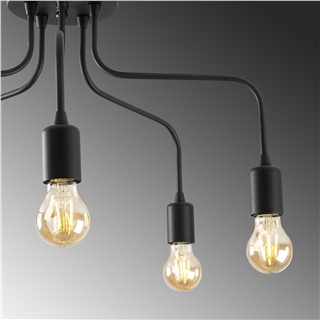 Rustik 5Li Plafönyer Pütürlü Siyah Candelabra-Nua-1182