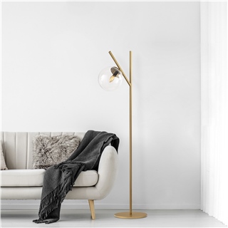 Camlı Tekli Lambader Parlak Gold Fork-13029