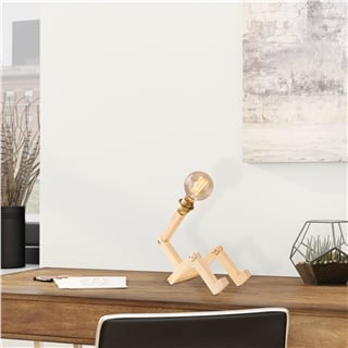 Rustik Tekli Masa Lambası Natural Ahşap Adam-N-832