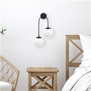 Camlı 2Li Aplik Pütürlü Siyah Jewel-10575