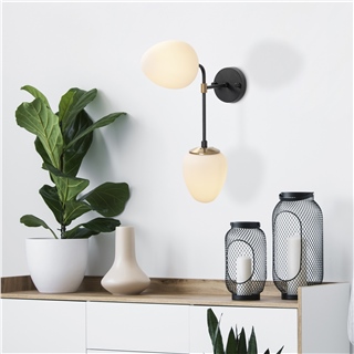 Camlı 2Li Aplik Pütürlü Siyah Ns-10690